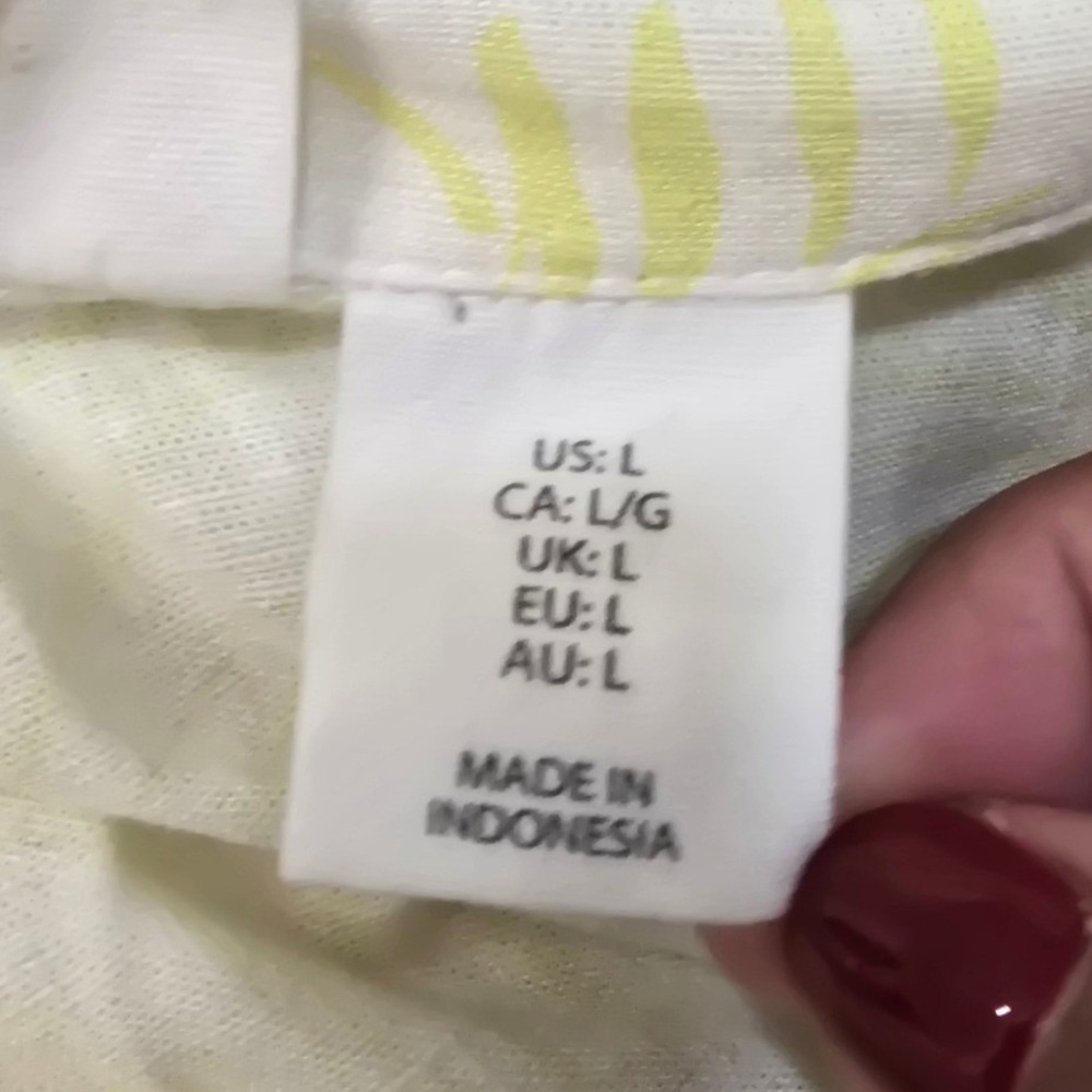 C&C California Tropical Leaf Shirt Dress Sz L Coastal Resort Quiet Luxury Preppy - Picture 3 of 9